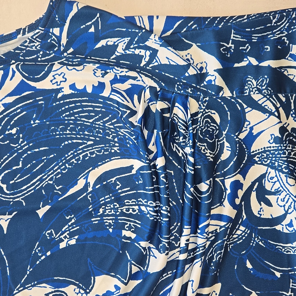 Kate & Mallory Blue and White Swirl Sleeveless Midi Dress NWOT Large - Picture 5 of 7